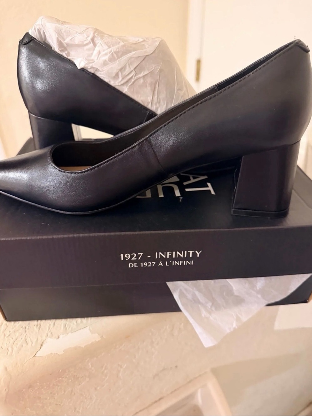 Naturalizer Black Mid Block Heel Pumps